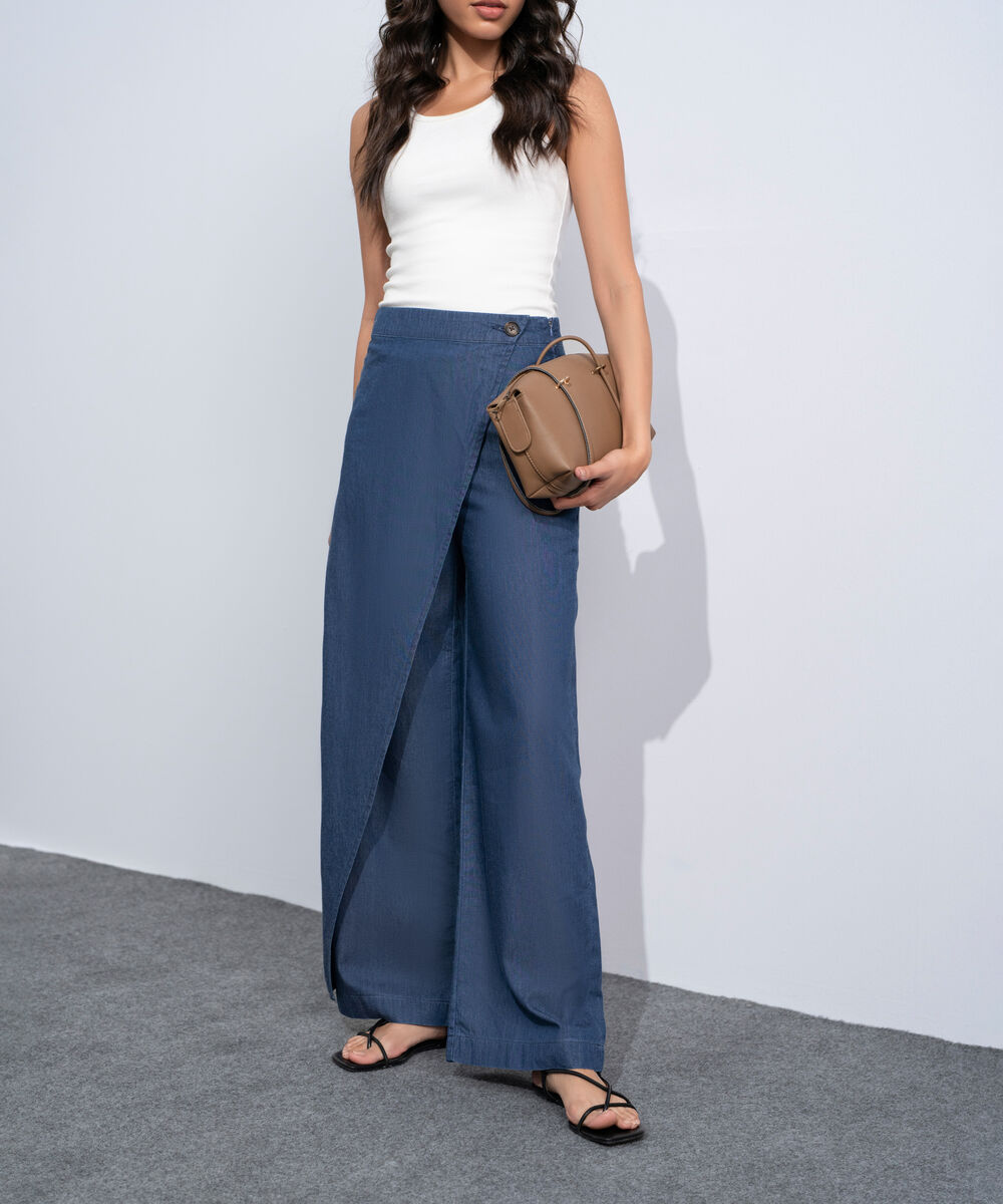 Women's Western Rinse Wash Wrap-Around Denim Trousers