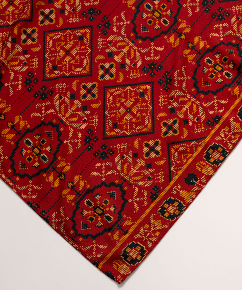 Women's RTW Viscose Linen Printed Maroon Dupatta