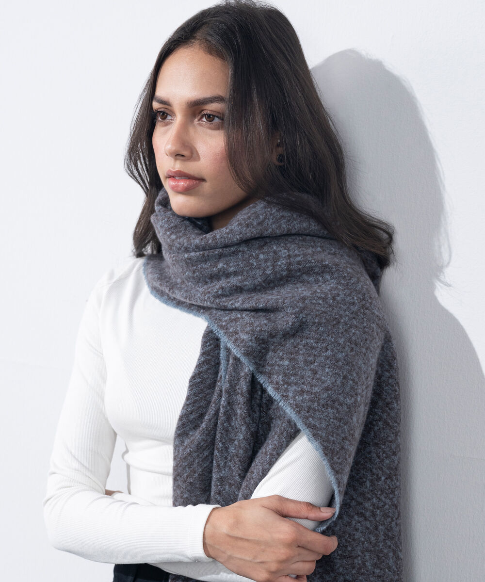 Women's Western Wear Grey & Brown Woollen Scarf