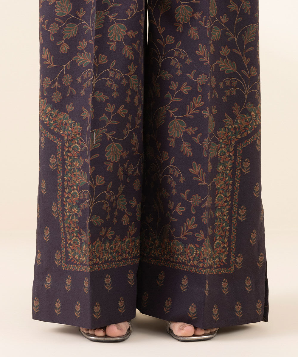 Unstitched Women's Embroidered Lawn Purple Three Piece Suit