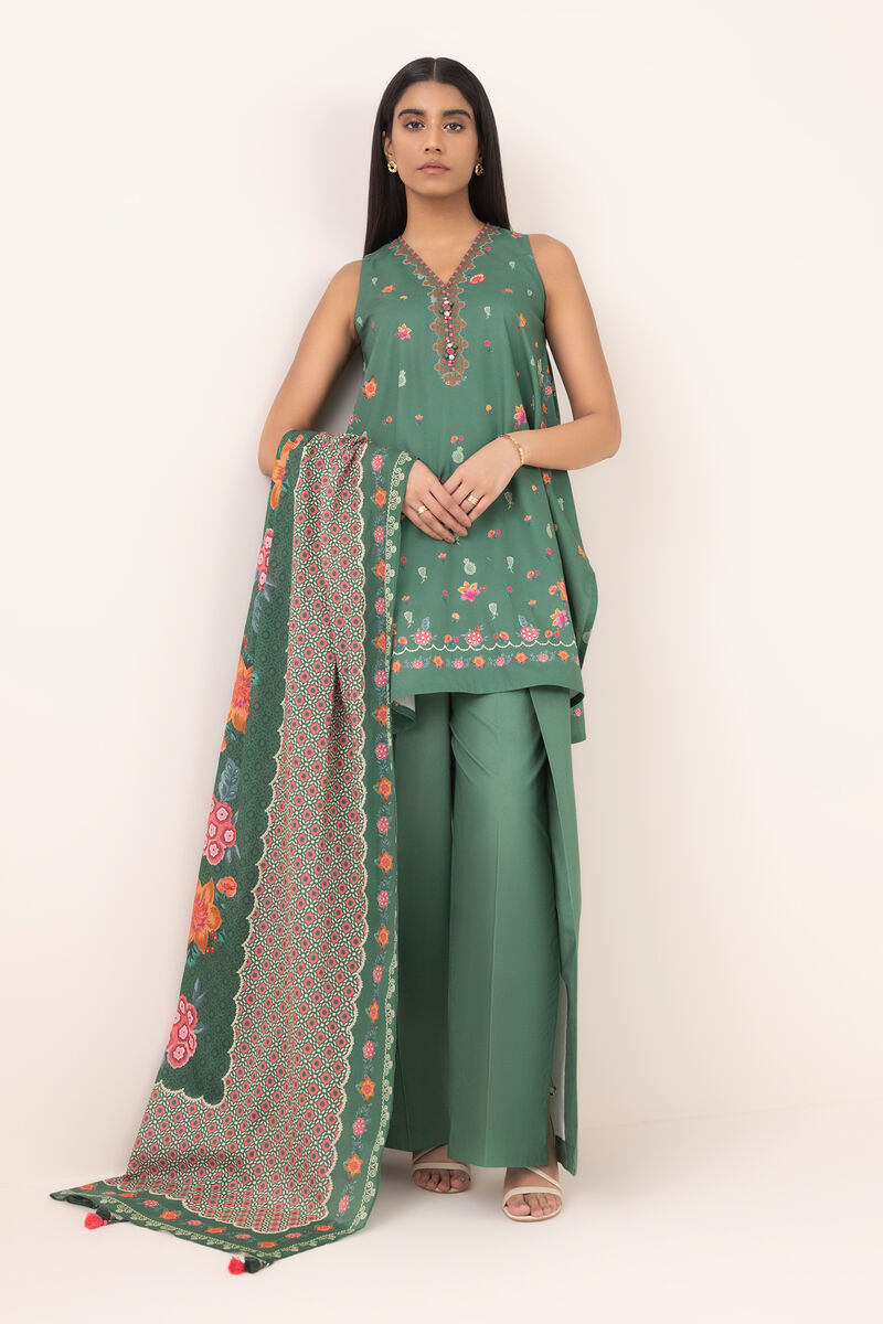 3 Piece - Printed Cotton Suit