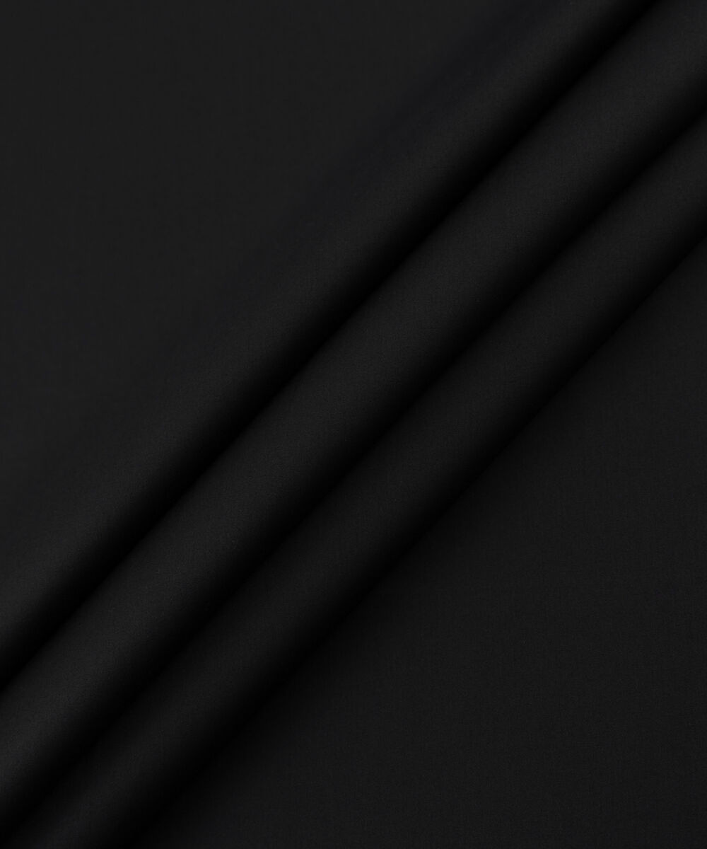 Men's Unstitched Two-Piece Cotton Dobby Black Suit.