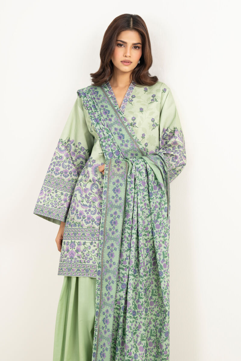 3 Piece - Embroidered Zari Lawn Suit