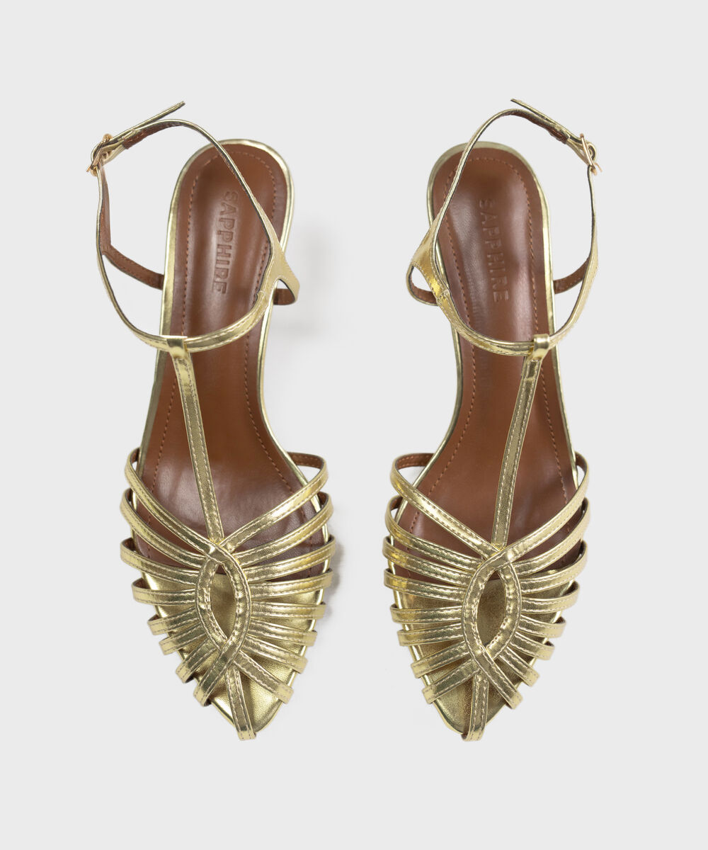 Women's Gold Kitten Heel Sandal