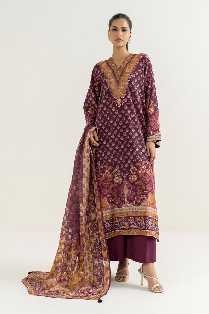 3 Piece - Printed Silk Suit