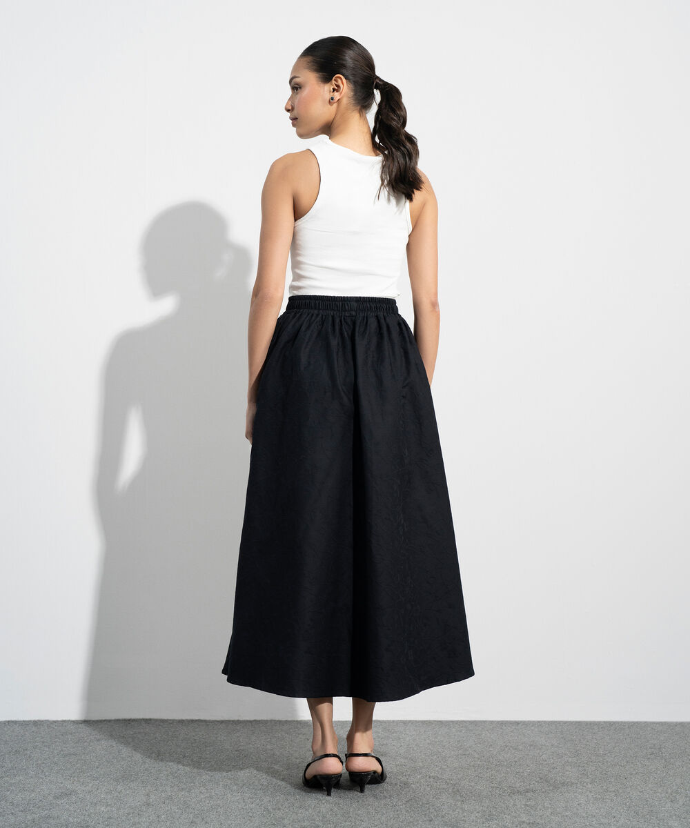 Women's Western Black Floral Textured Jacquard Shirt