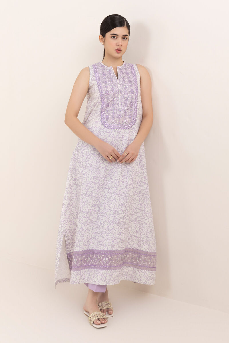 2 Piece - Embroidered Cotton Suit