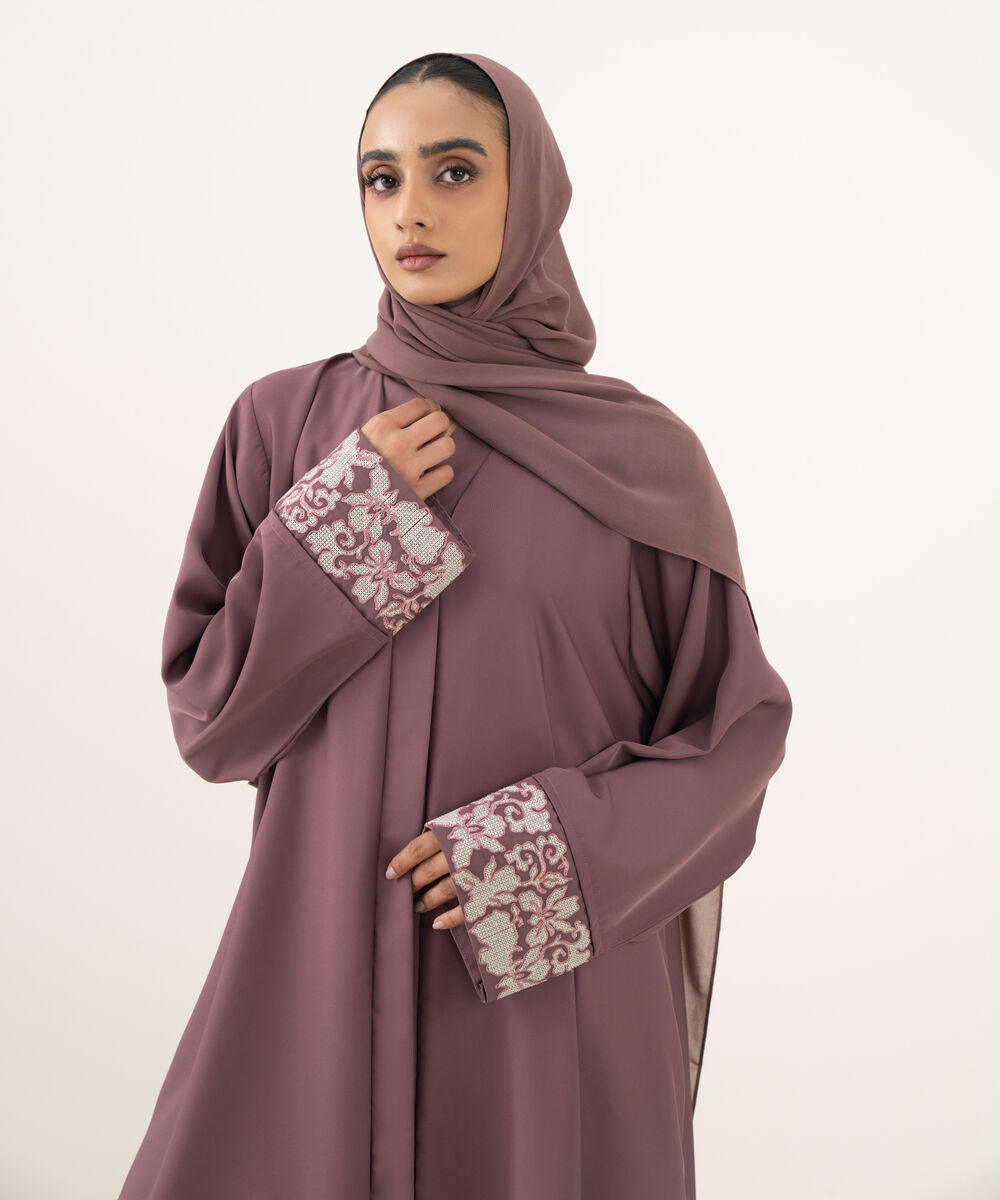 Women's dusty mauve button through Abaya set