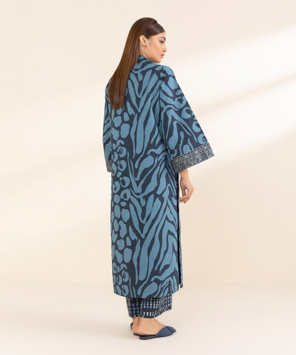 Women's Unstitched Blue Lawn 2 Piece Suit