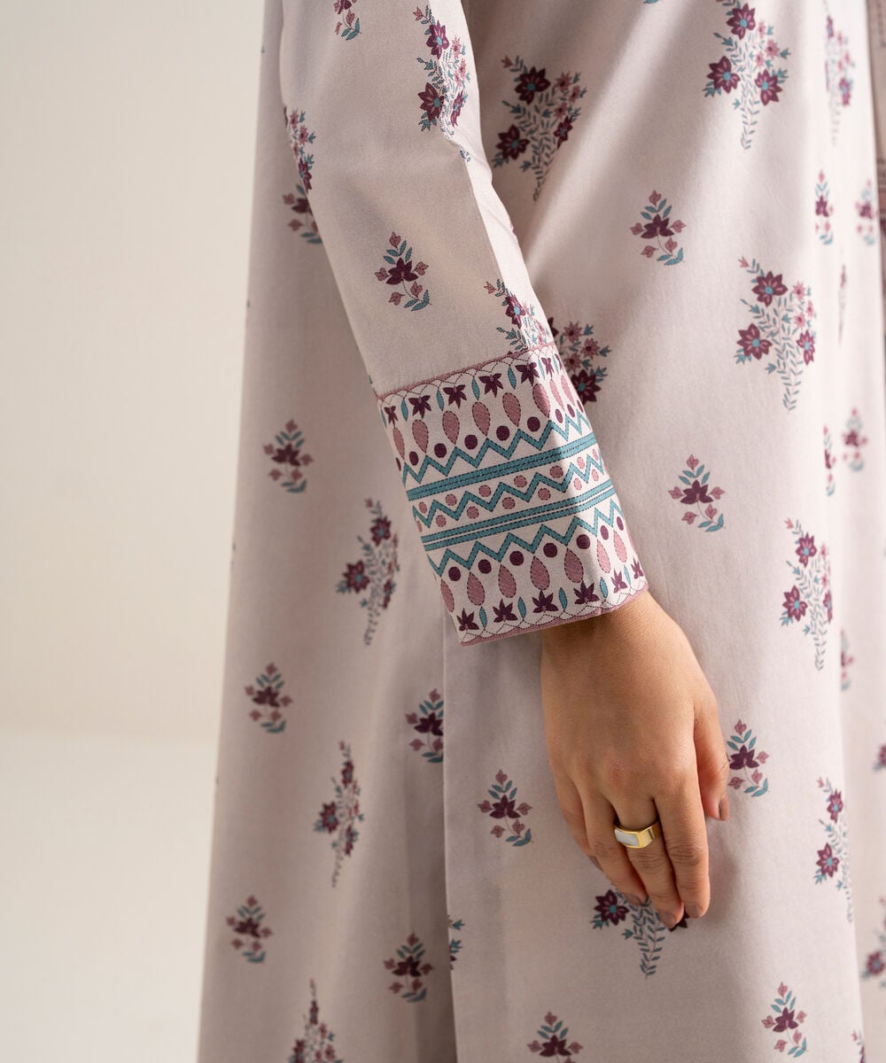 Women's Unstitched Lawn Printed Light Grey 3 Piece Suit