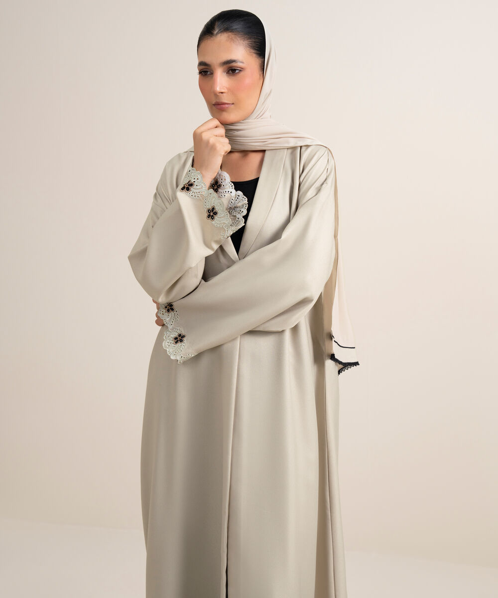 Women's Grey Regular Abaya Set