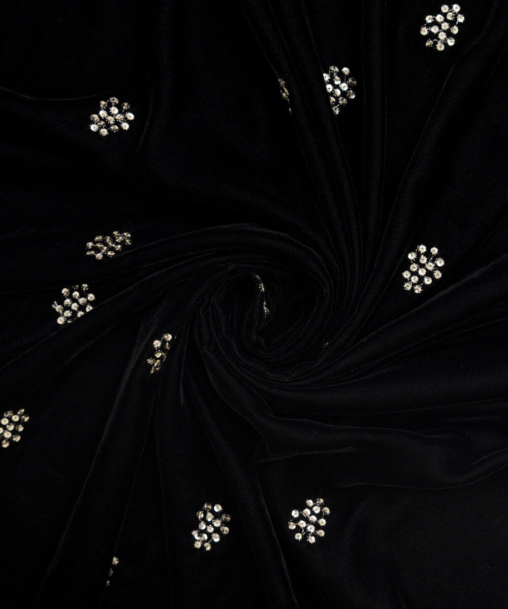 Women's RTW Velvet Embroidered Black Shawl