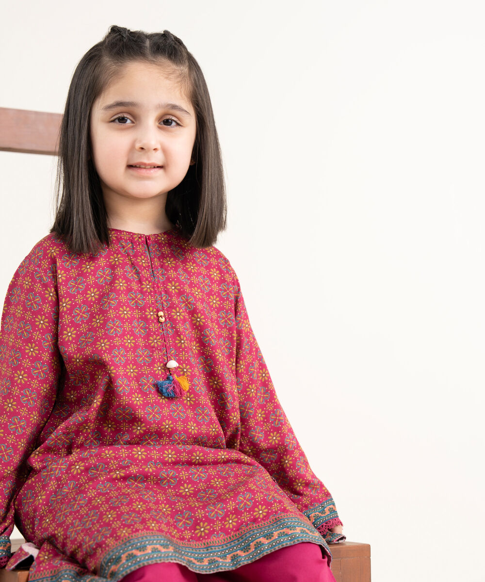 Girls Two Piece Printed Arabic Lawn Suit