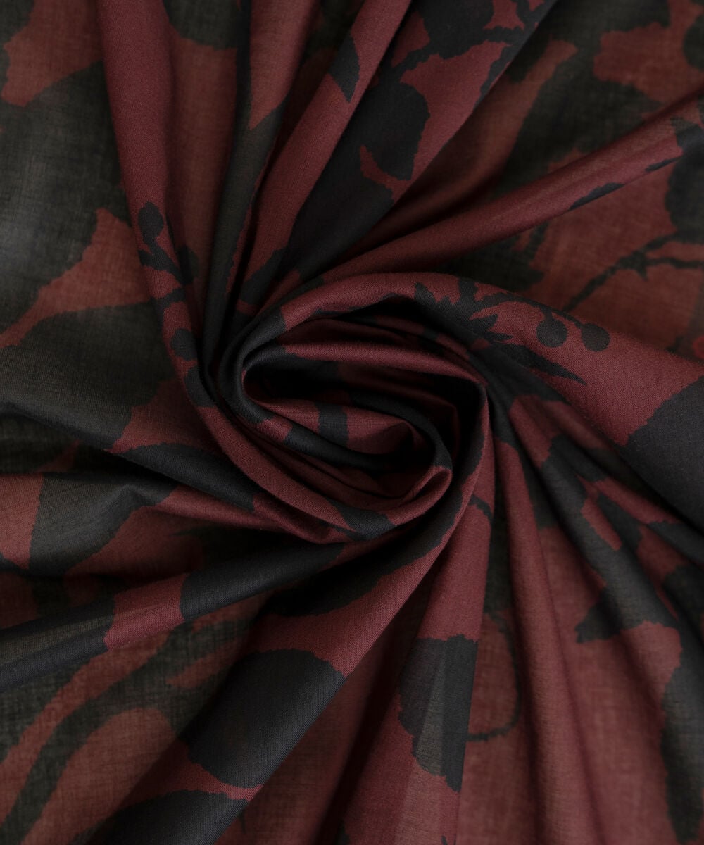 Women's Unstitched Premium Khaddar Maroon & Black Dupatta
