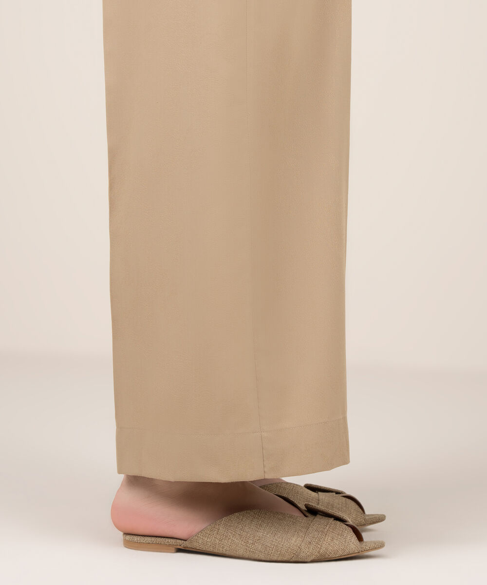 Women's RTW Self Jacquard Leno Solid Beige Culottes