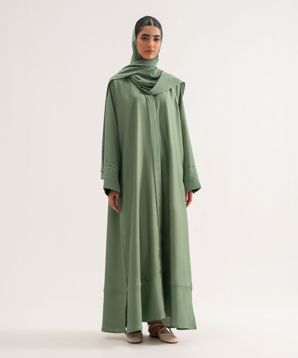 Women's Polyester Mint Green Raglan Abaya Set
