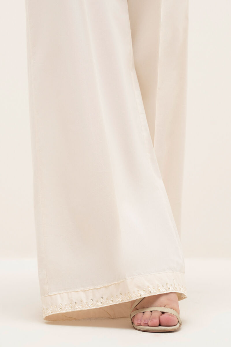 Embroidered Cambric Flared Pants