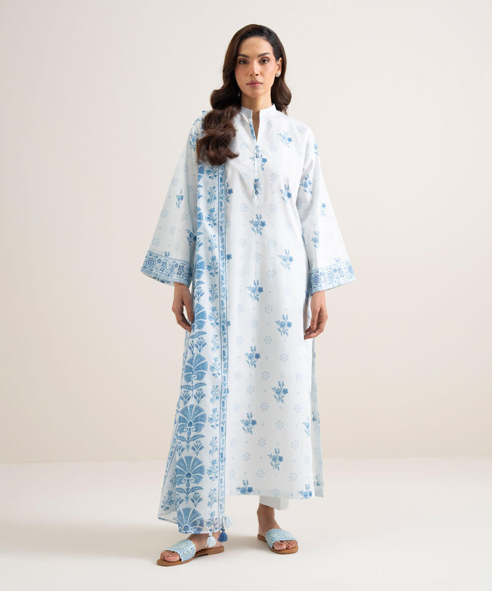 Women's Unstitched Lawn Printed White