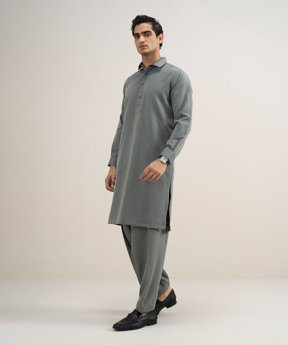 Men's Stitched Luxury Wash and Wear Grey Suit