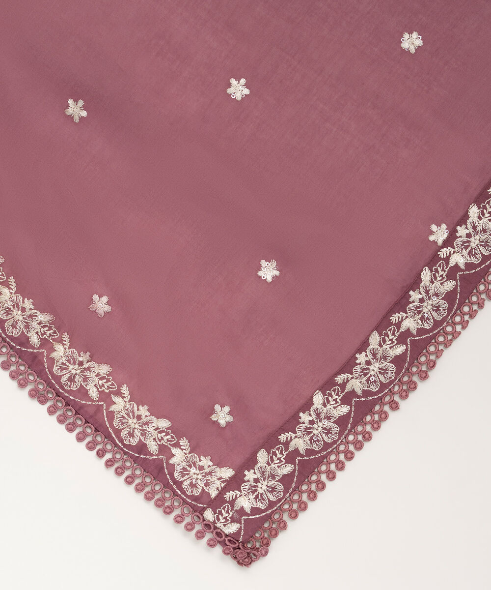 Lawn Embroidered Mauve Dupatta