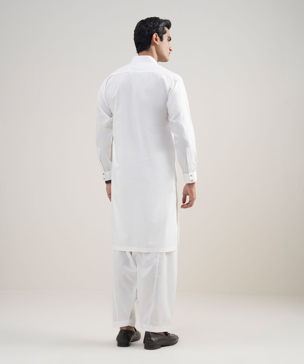 Men's Stitched Luxury Giza Cotton Off White Suit