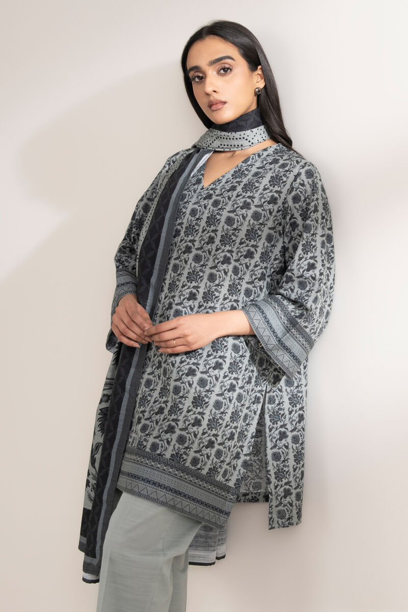 2 Piece - Embroidered Khaddar Suit