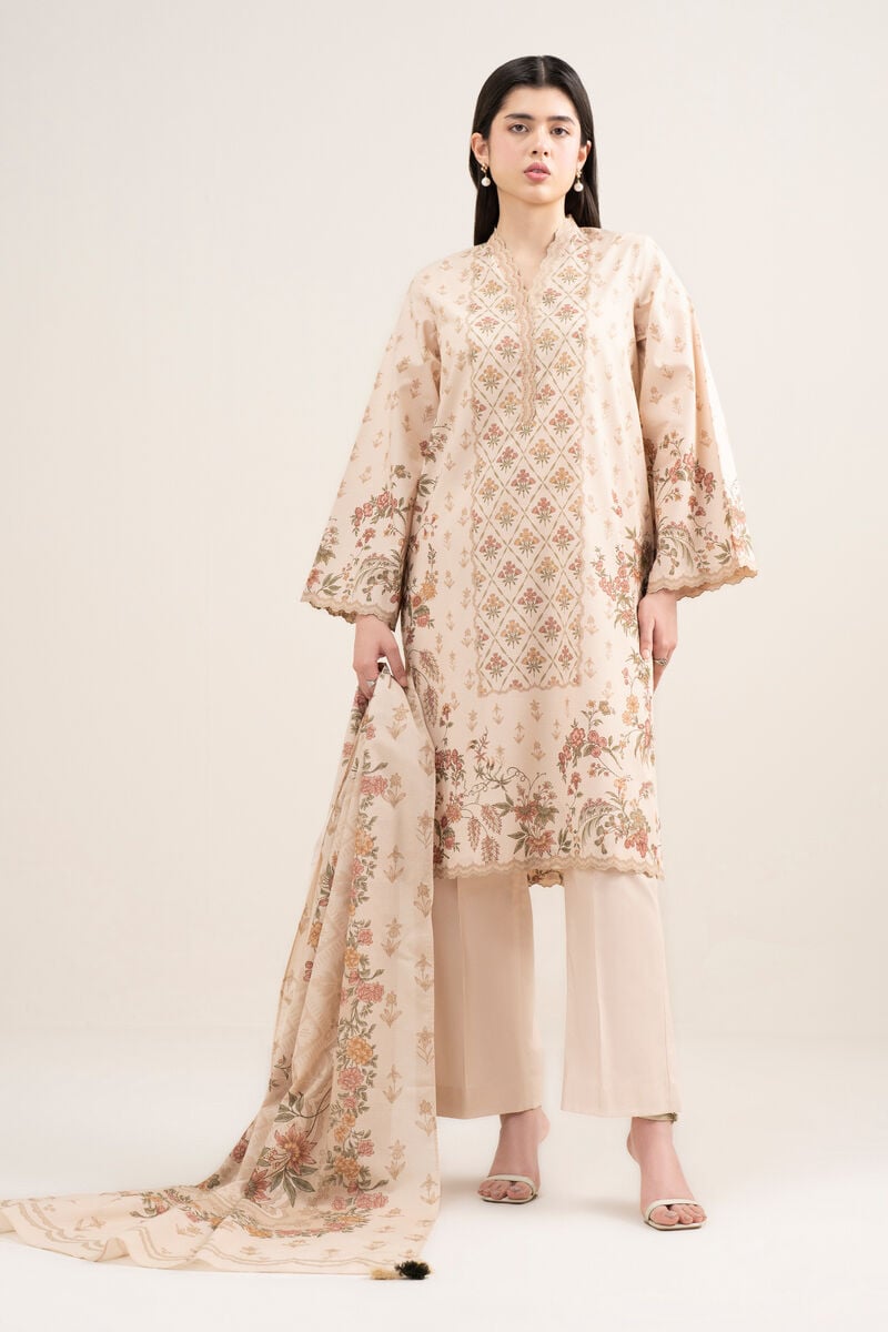 3 Piece - Printed Zari Lawn Suit
