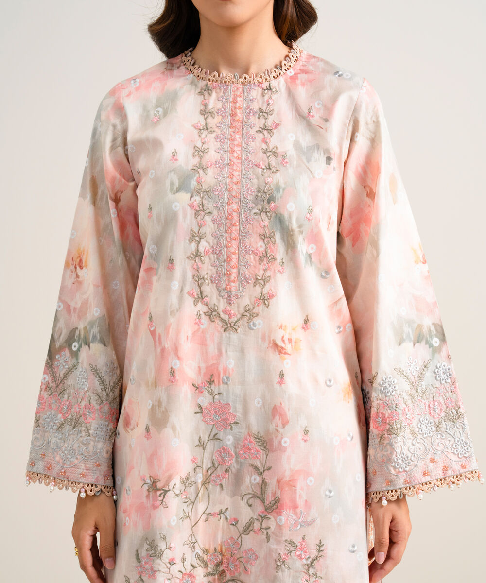 Women's Unstitched Embroidered Lawn Multi 3 Piece Suit
