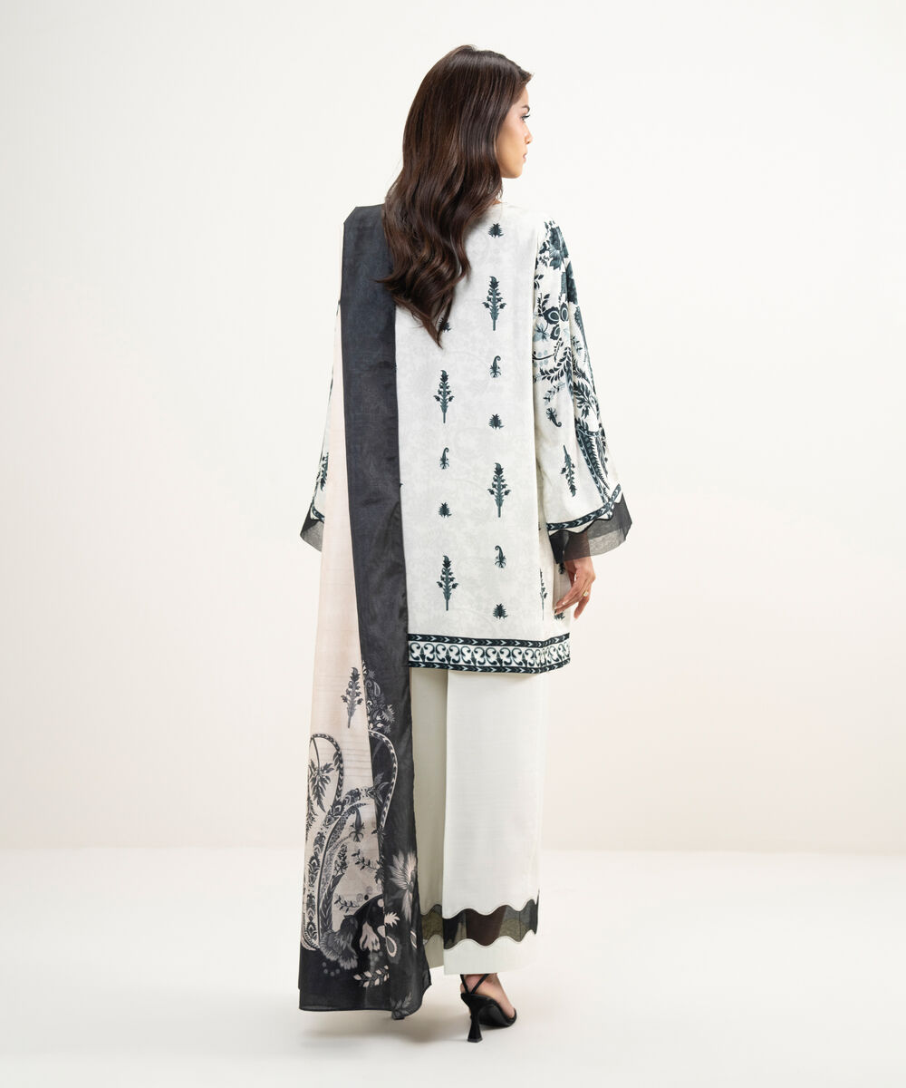 Women's RTW Premium Visocose Satin Embroidered Black 3 Piece Suit