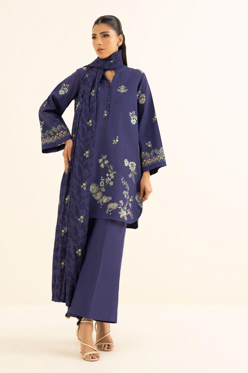 3 Piece - Embroidered Khaddar Suit