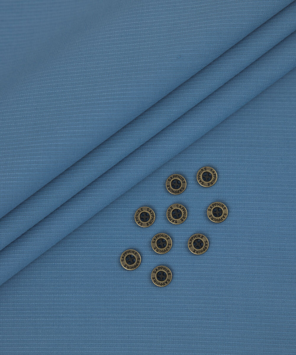 Men's Unstitched 2-Piece Premium Wash & Wear Dobby Medium Blue Suit