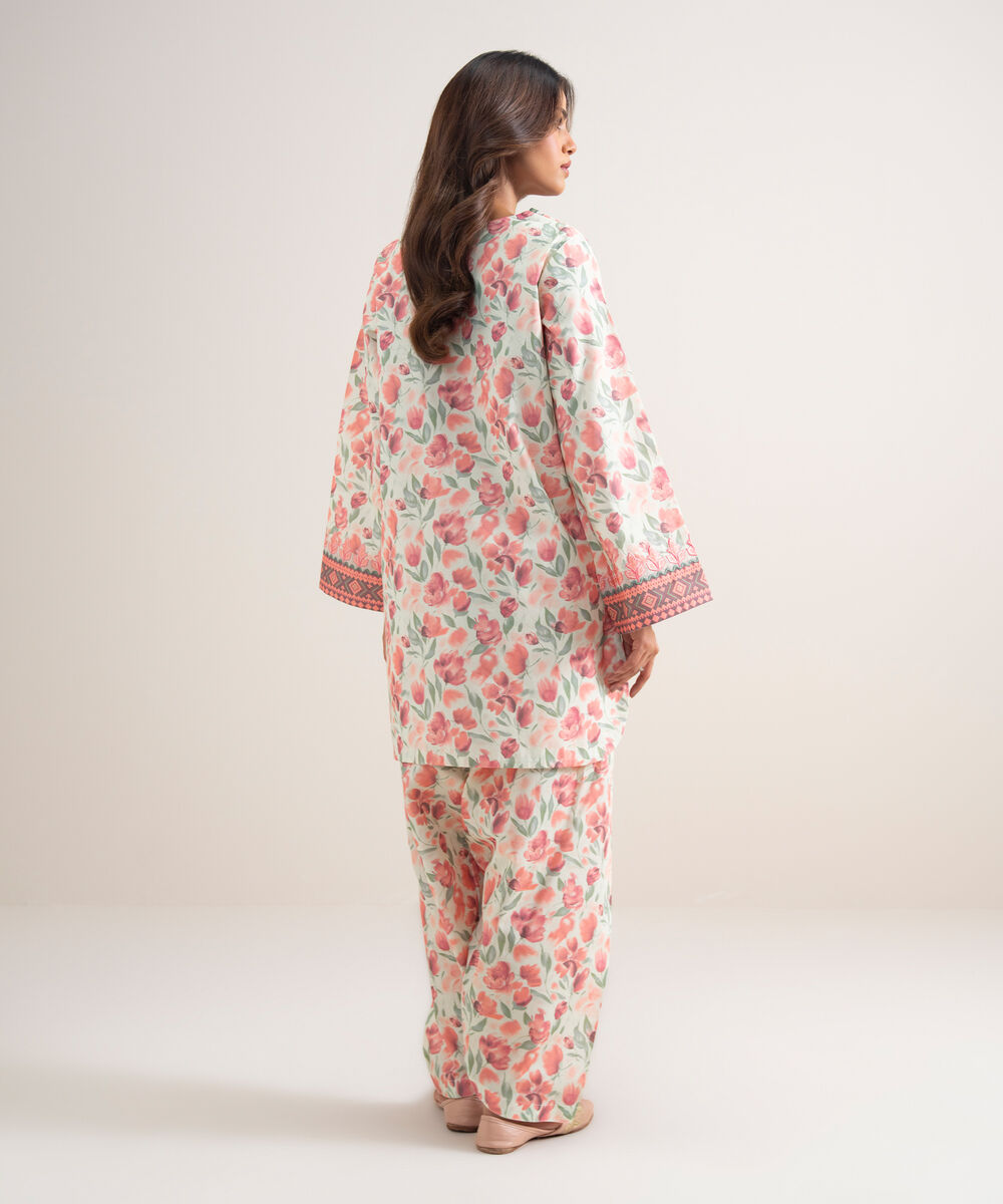 Women's Unstitched Lawn Embroidered Multi 2 Piece Suit