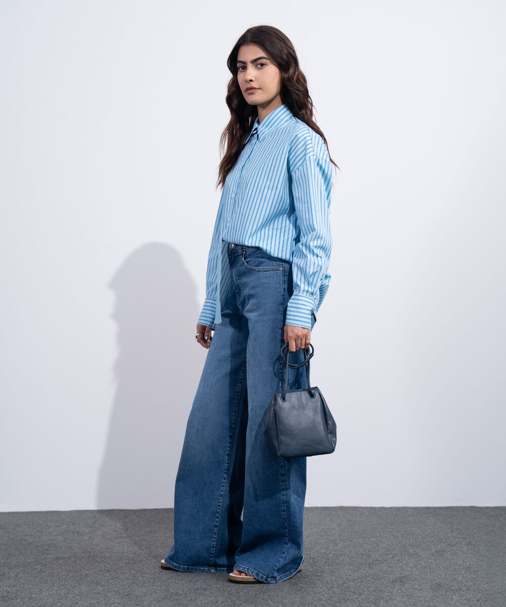 Women's Western Blue Standard-Fit Poplin Shirt