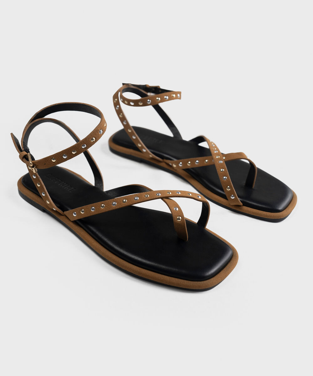 Women's Brown Studded Sandals