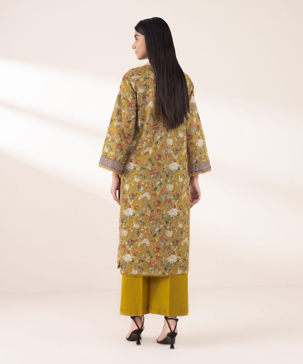 Women's RTW Lawn Yellow Printed A-Line Shirt
