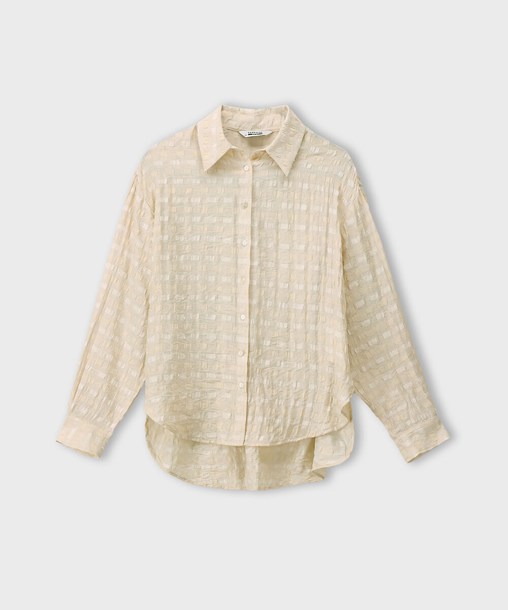 Women's Western Wear Beige Textured Shirt