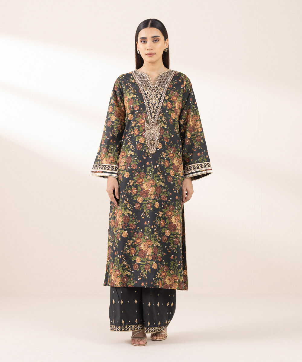 Women's Pret Lawn Embroidered Black A-Line Shirt