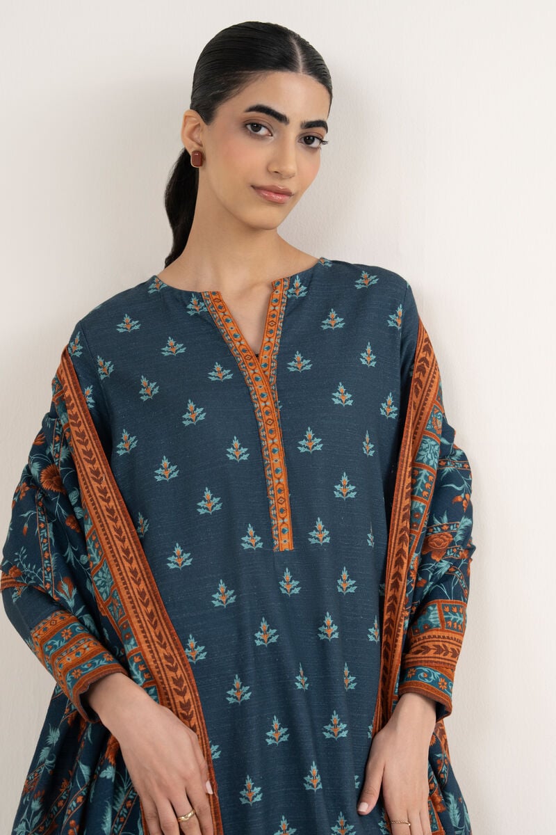 3 Piece - Printed Khaddar Suit