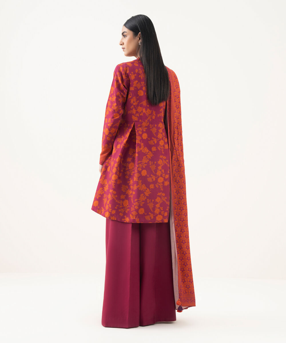 Women's Unstitched Linen Printed Multi 3 Piece Suit