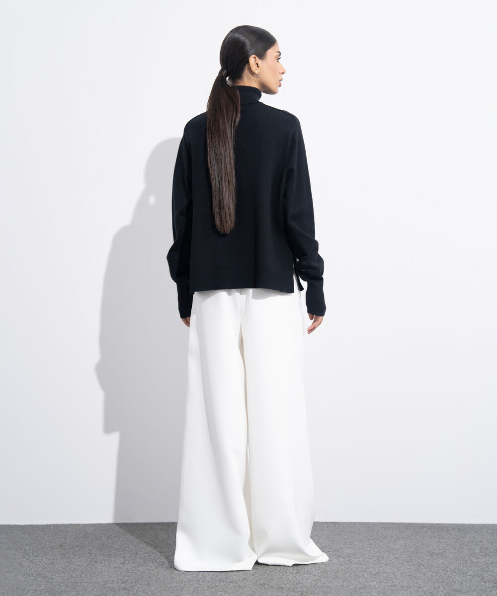 Women's Western Wear Black Turtle Neck Knit Sweater