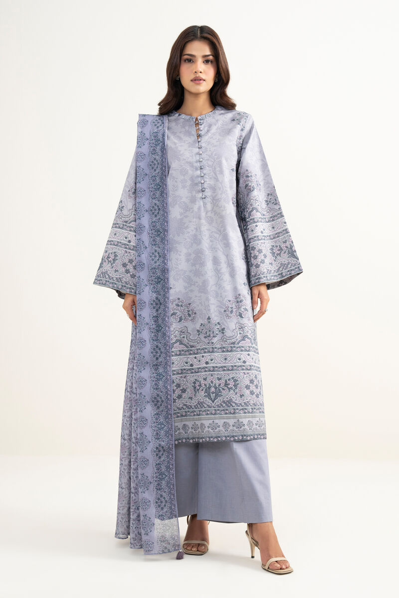 3 Piece - Printed Zari Lawn Suit
