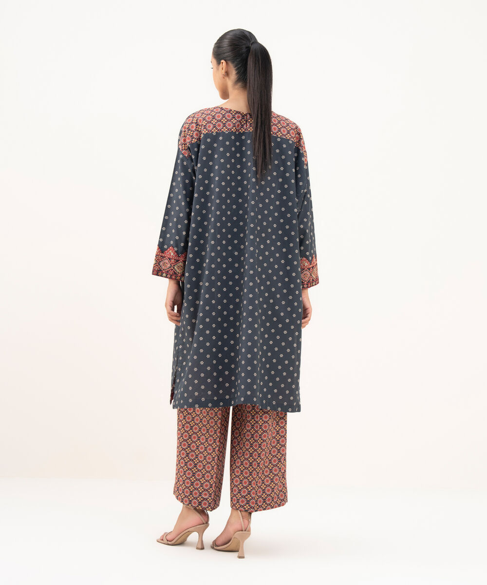 Women's RTW Cambric Black Embroidered Drop Shoulder Shirt