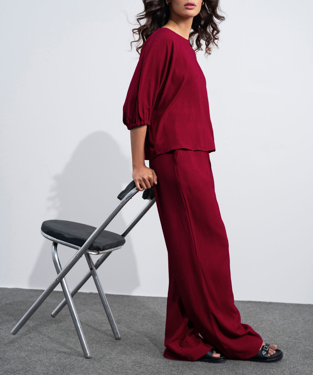 Women's Western Cherry Red  Seersucker Pull-On Trousers