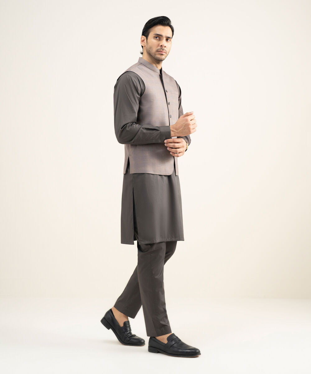 Men's Stitched Premium Suiting Beige Waistcoat