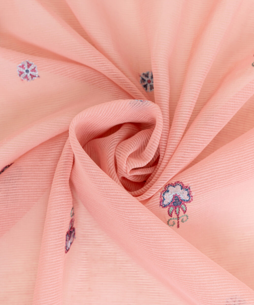 Blended Textured Karandi Pink Embroidered Dupatta