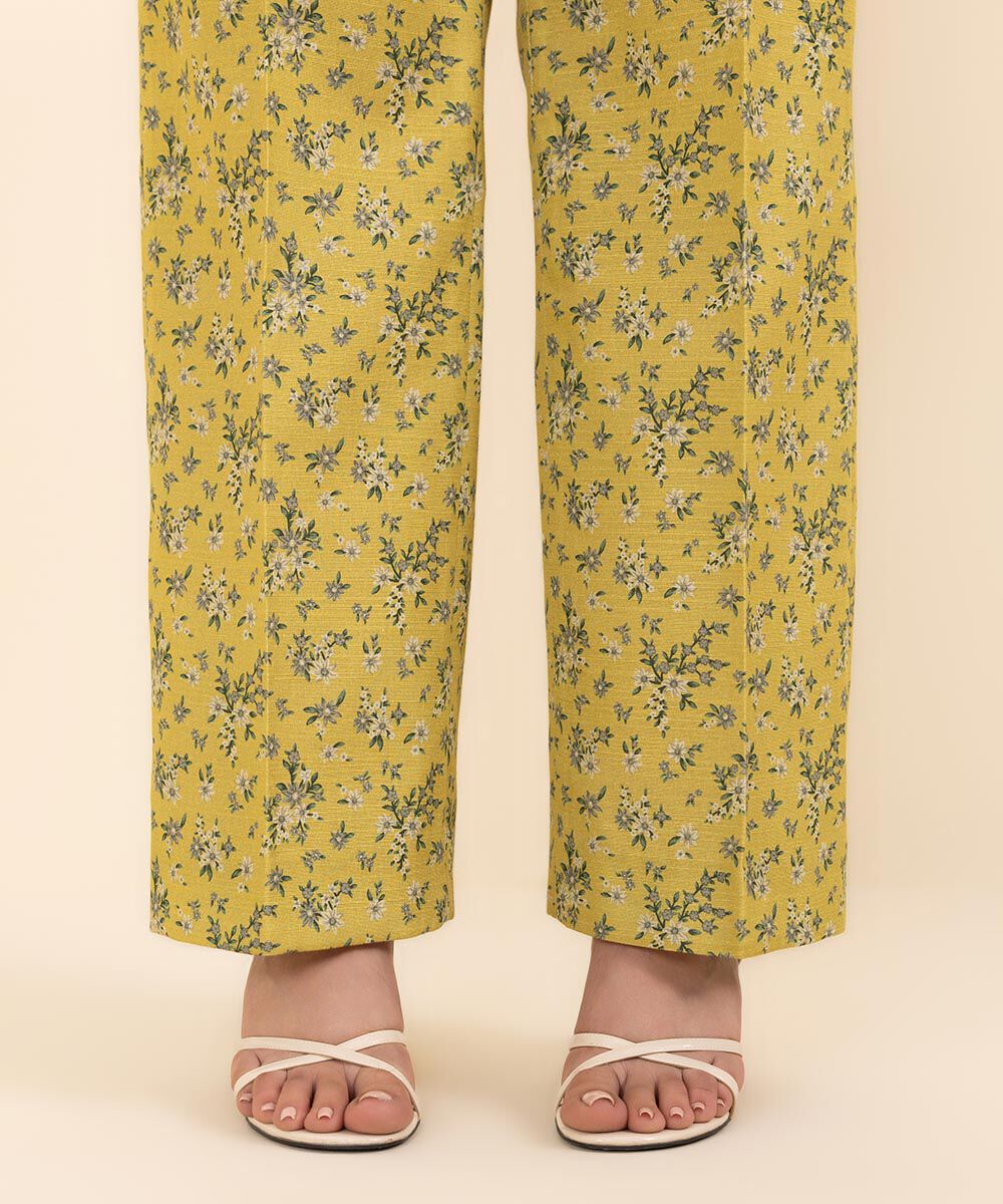 Women's Unstitched Khaddar Yellow Embroidered 3 Piece Suit