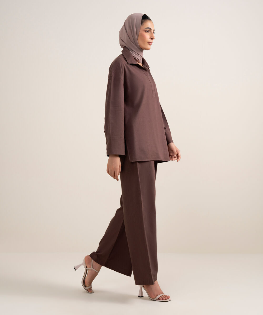 Women's Plumish Brown Loose Fit Tunic Top