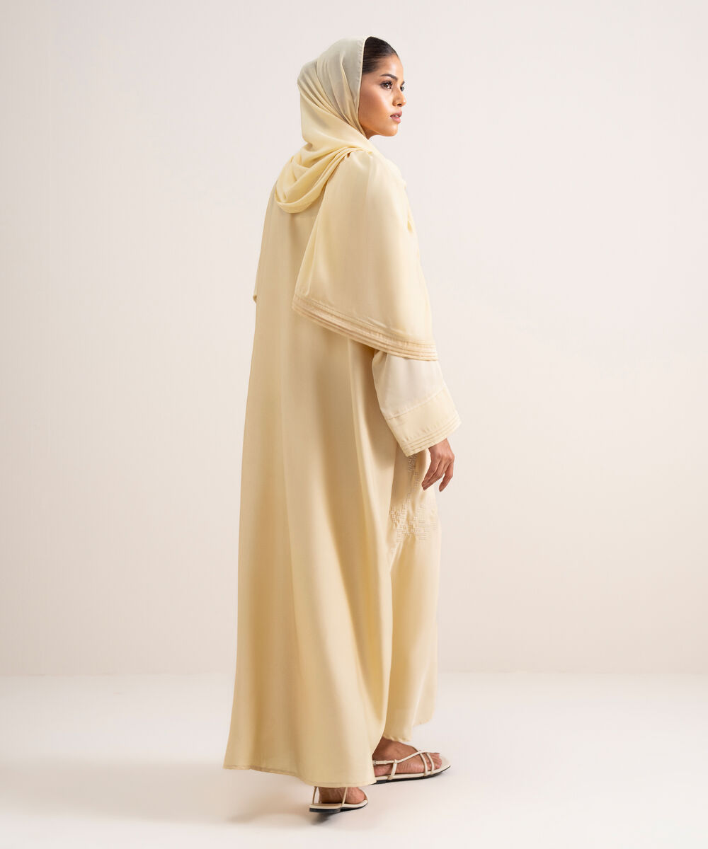 Women's Dusty Yellow Kimono Abbaya Set