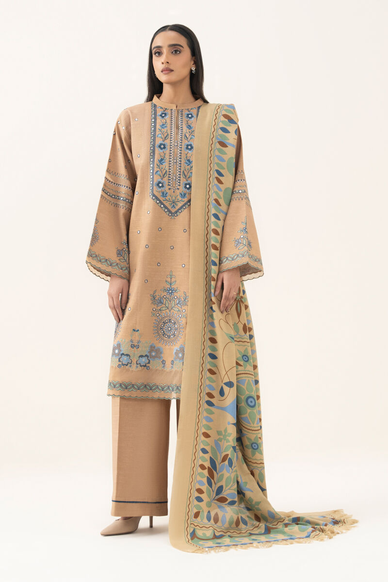 3 Piece - Embroidered Khaddar Suit