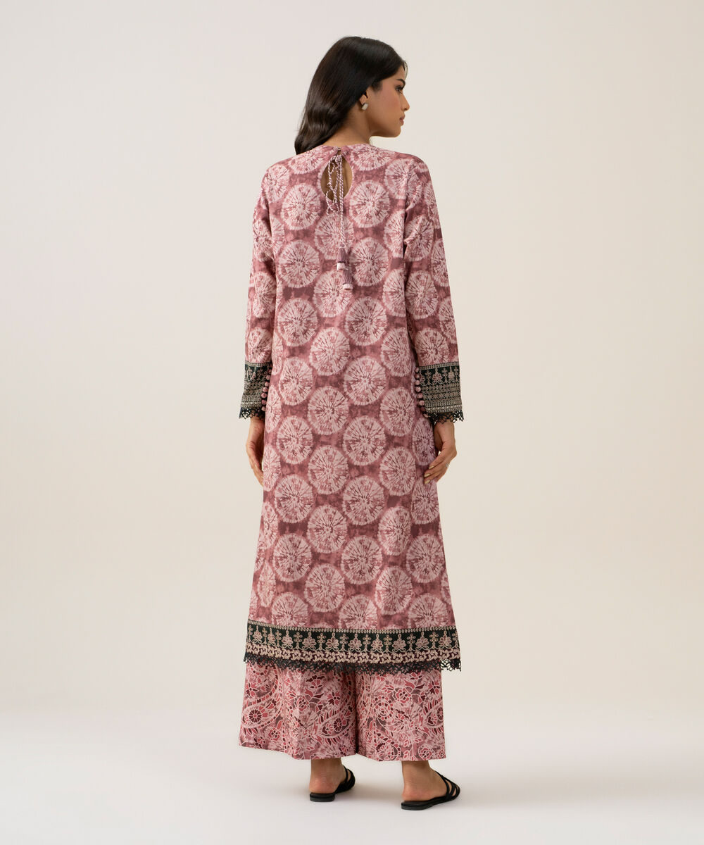 Women's Unstitched Linen Printed Tea Pink 2 Piece Suit